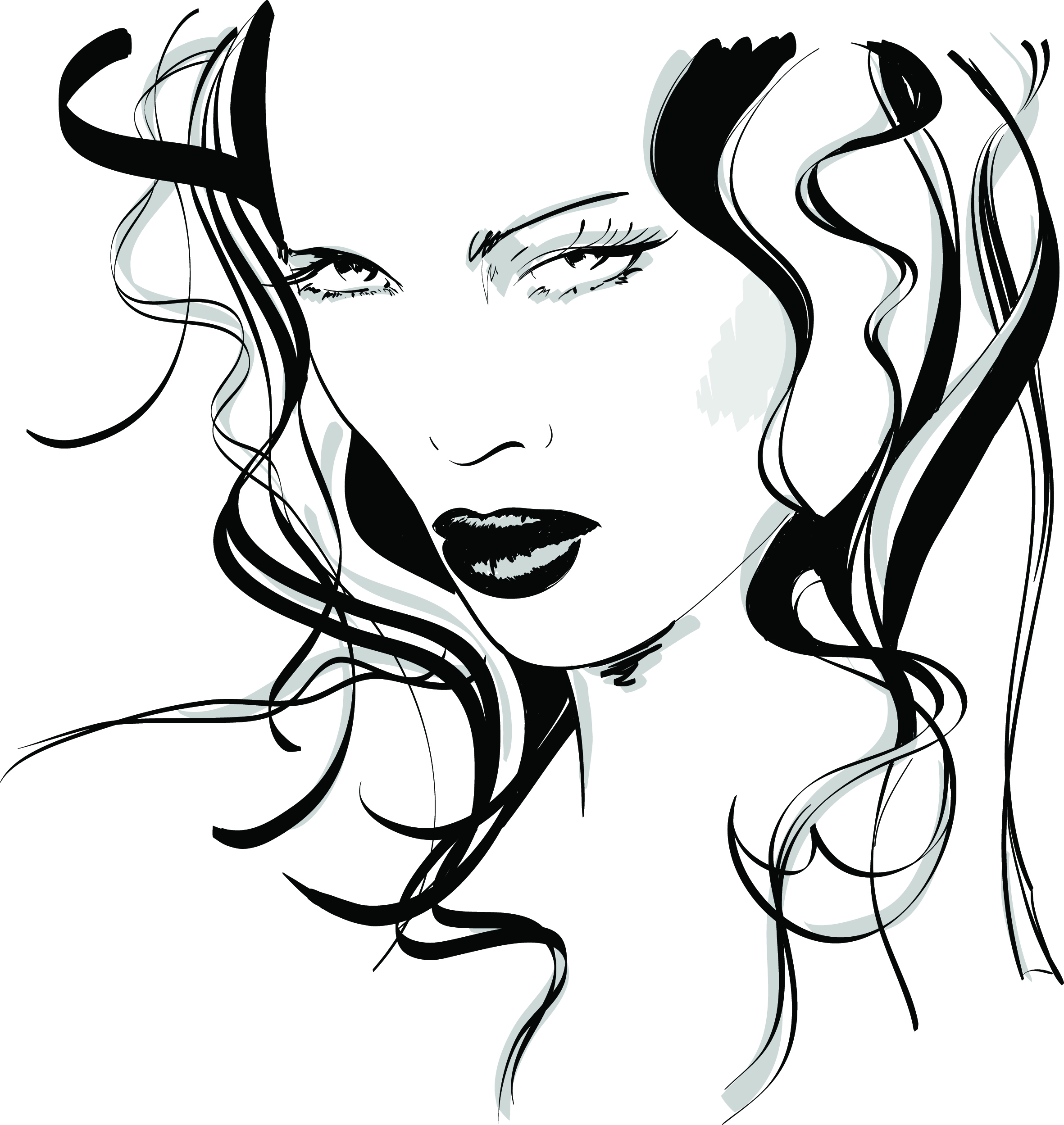 set of hand drawn fashion model vector graphics