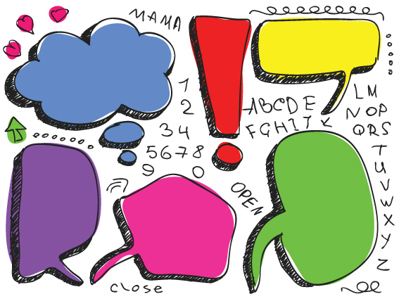 set of hand drawn speech bubbles vector