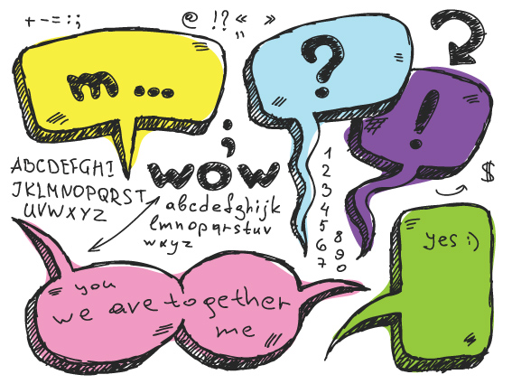 set of hand drawn speech bubbles vector