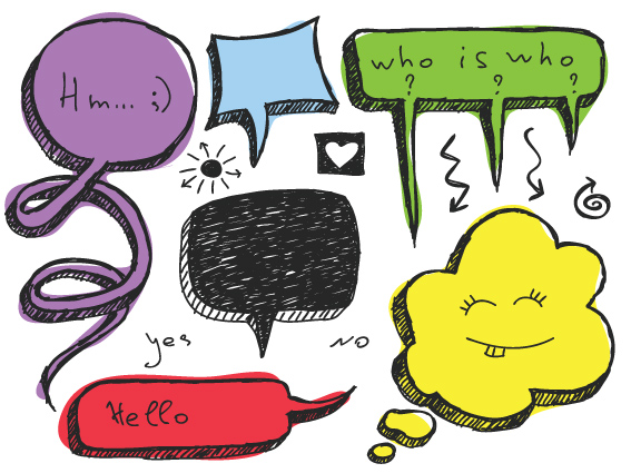 set of hand drawn speech bubbles vector