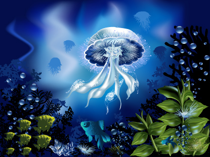 pretty underwater world element vector