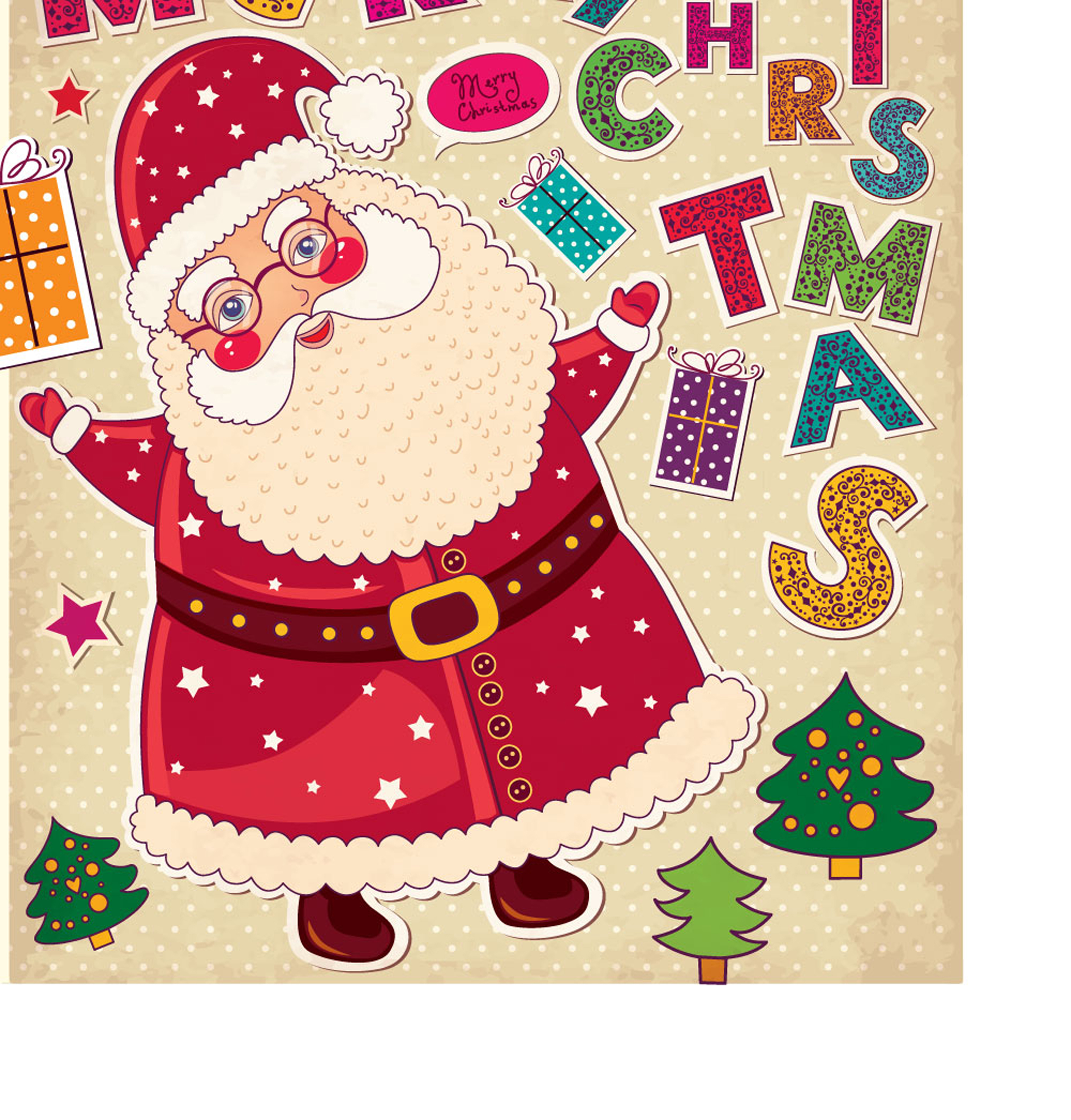 santa claus and xmas stickers vector grahpic