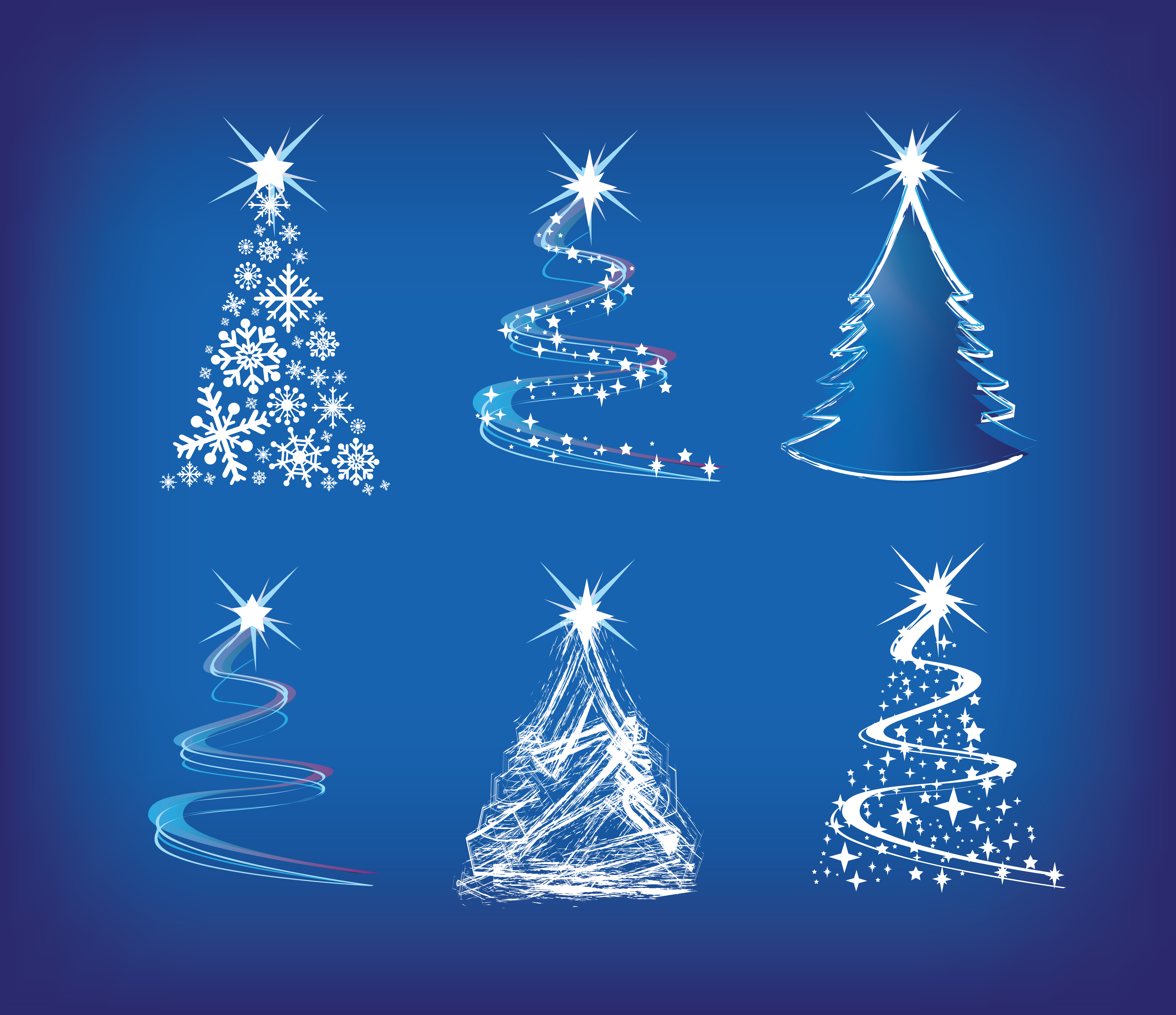 set of christmas trees design elements vector