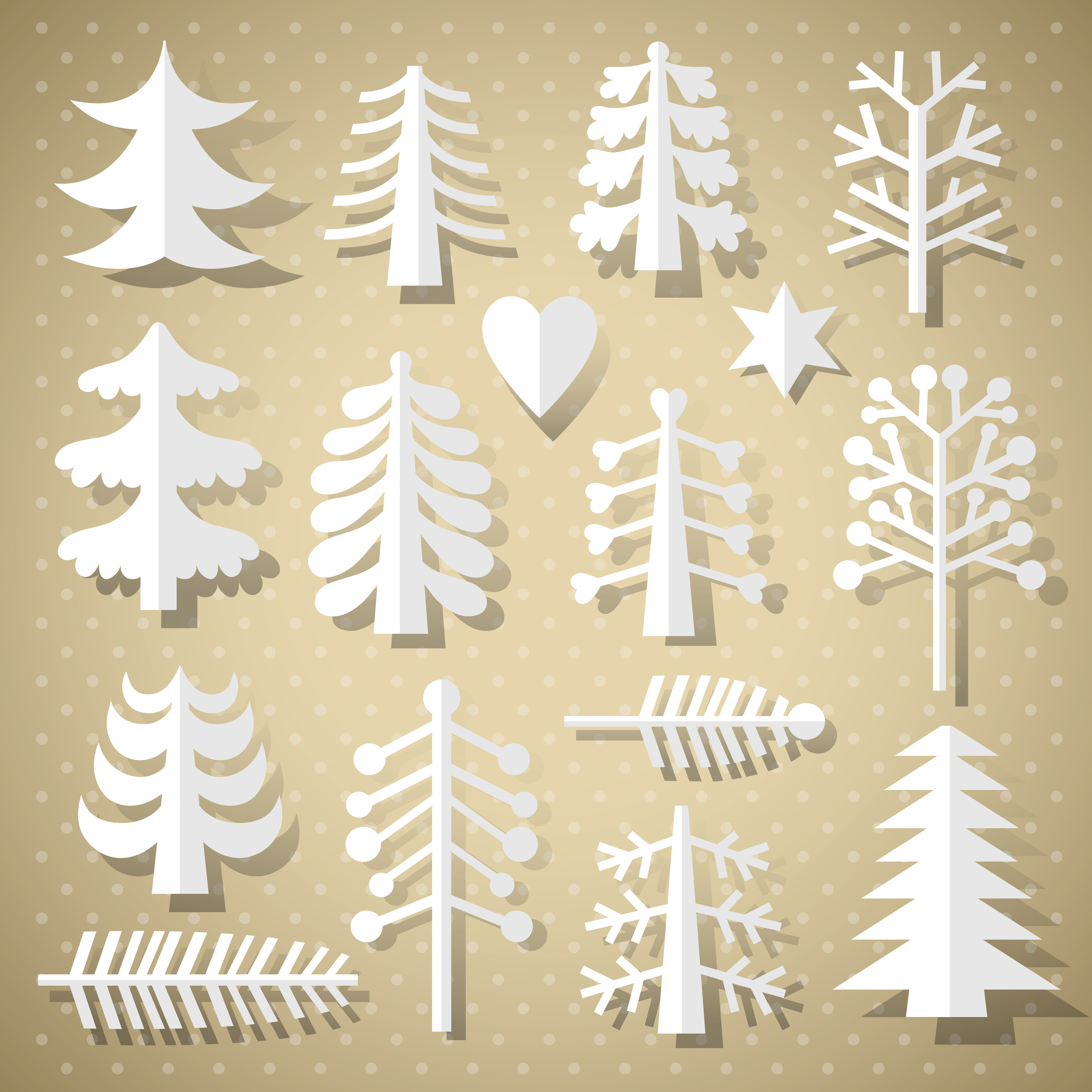 set of christmas trees design elements vector