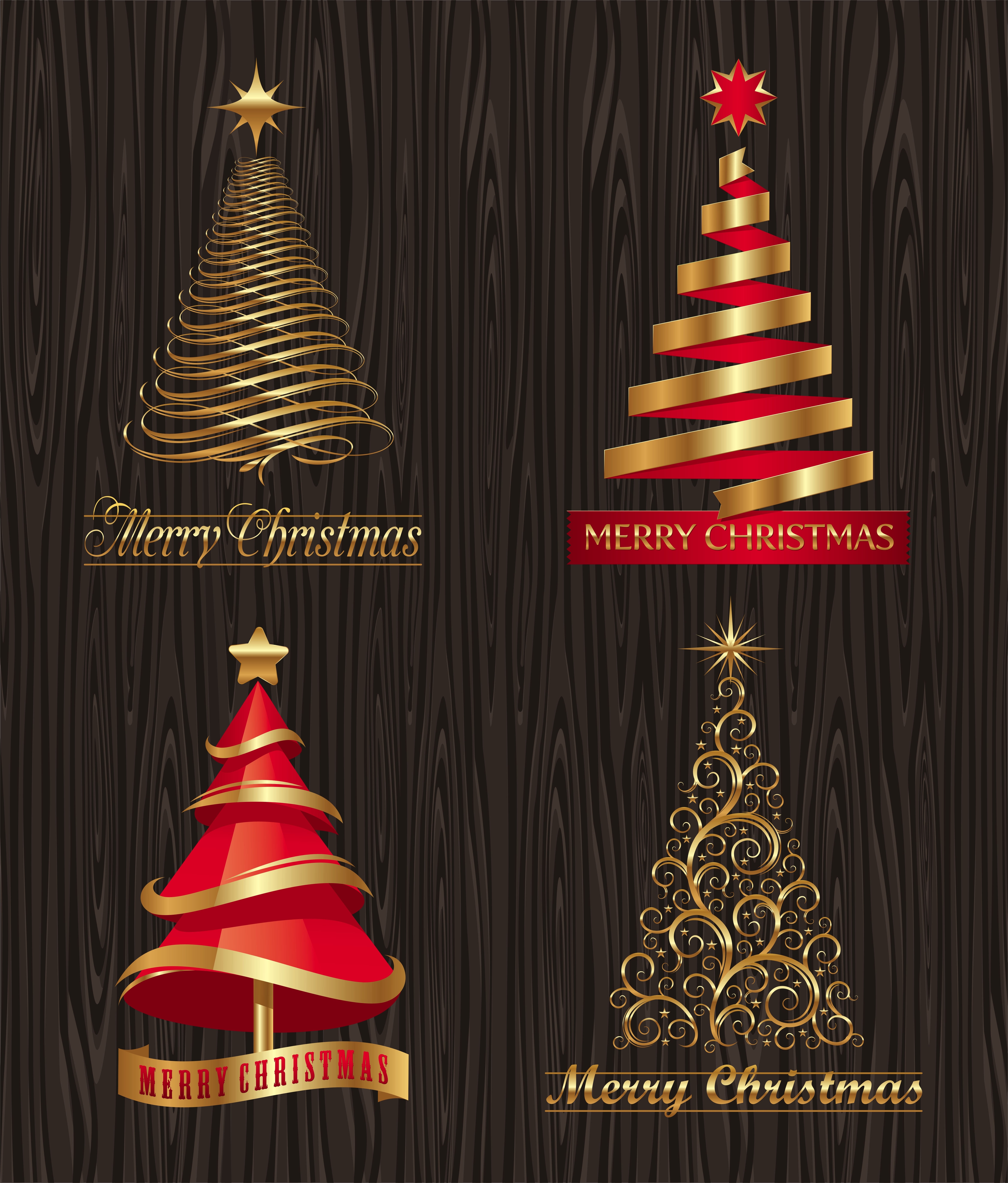 set of christmas trees design elements vector