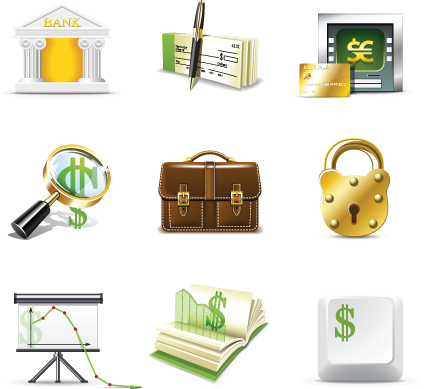 set of business finance icons vector