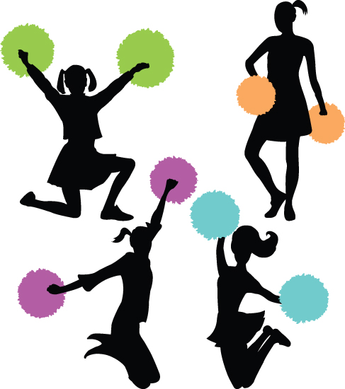 set of cheerleaders vector silhouettes