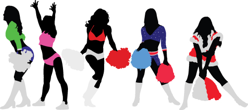 set of cheerleaders vector silhouettes