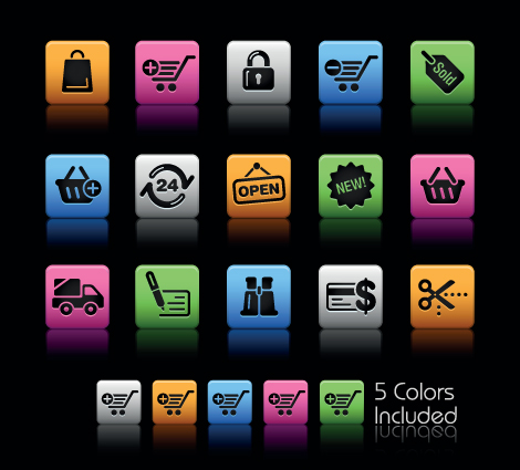 set of commonly web colorful icons vector