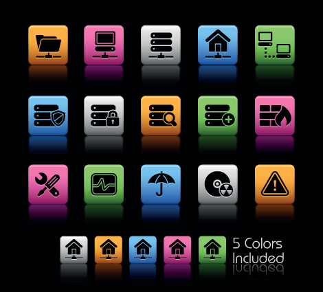 set of commonly web colorful icons vector