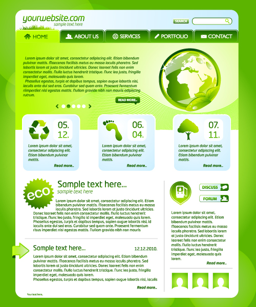 green eco website template design vector