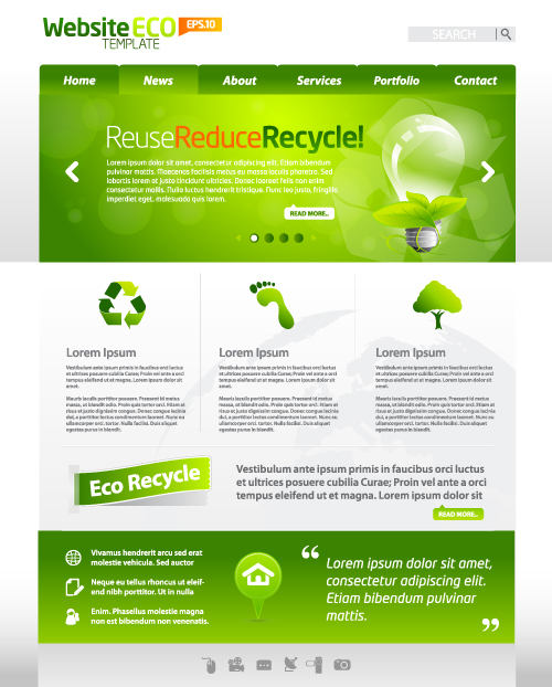 green eco website template design vector