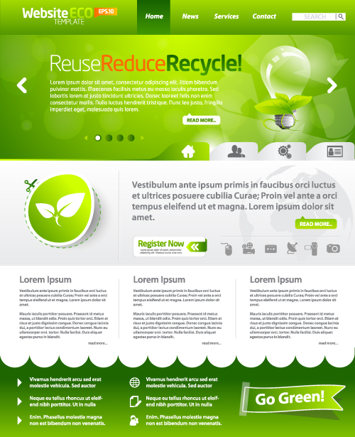 green eco website template design vector