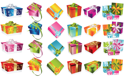 vivid colored gifts box vector graphics