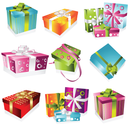 vivid colored gifts box vector graphics