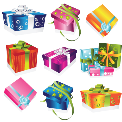 vivid colored gifts box vector graphics