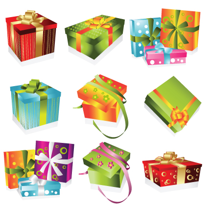 vivid colored gifts box vector graphics