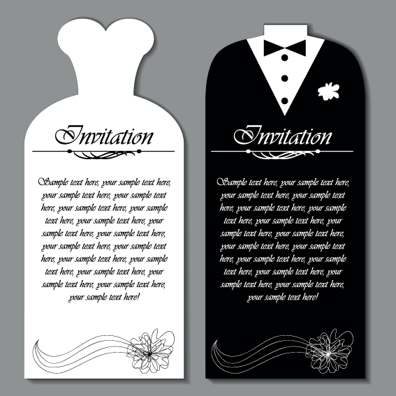 set of wedding invitation cards elements vector graphics