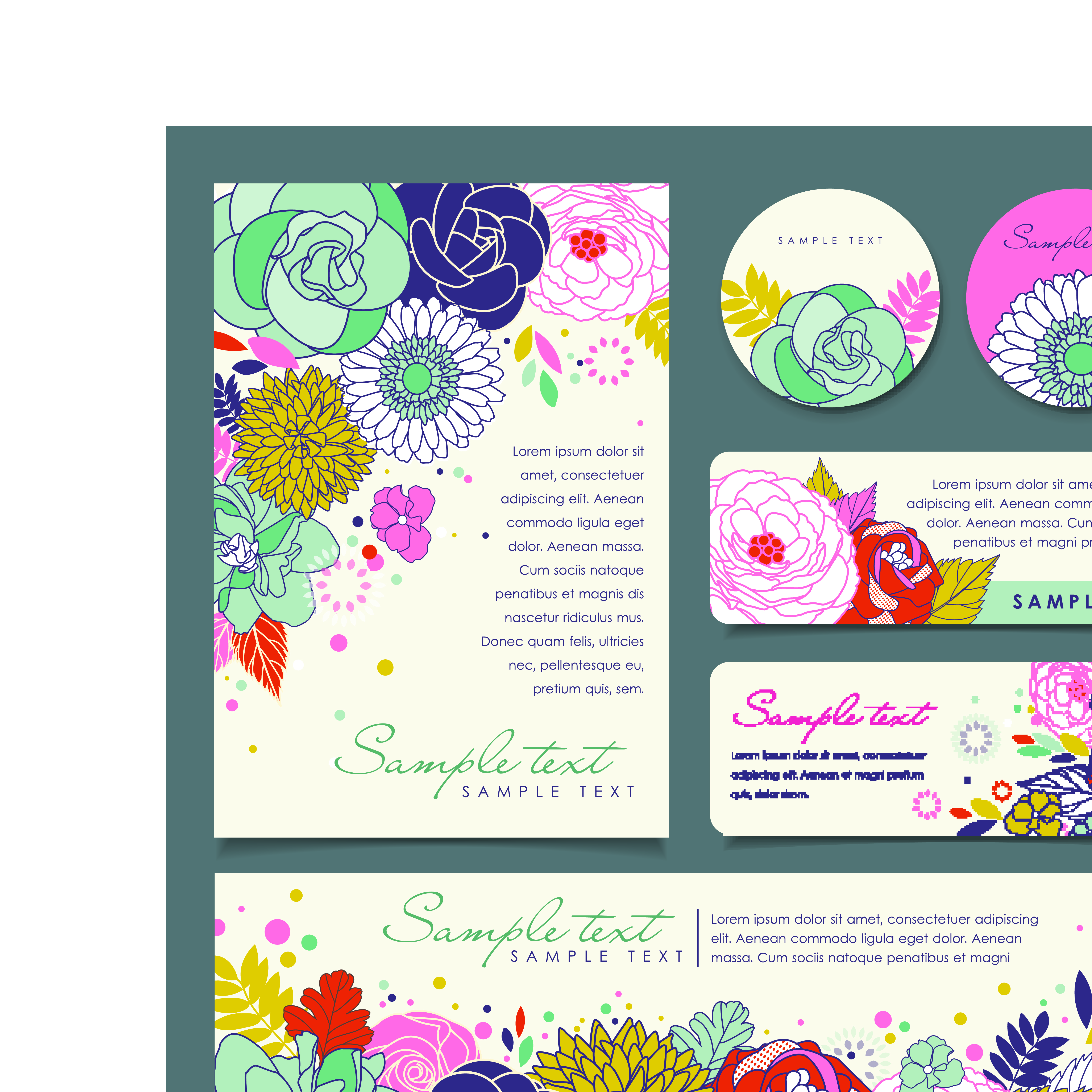 set of corporate identity kit cover with flower vector