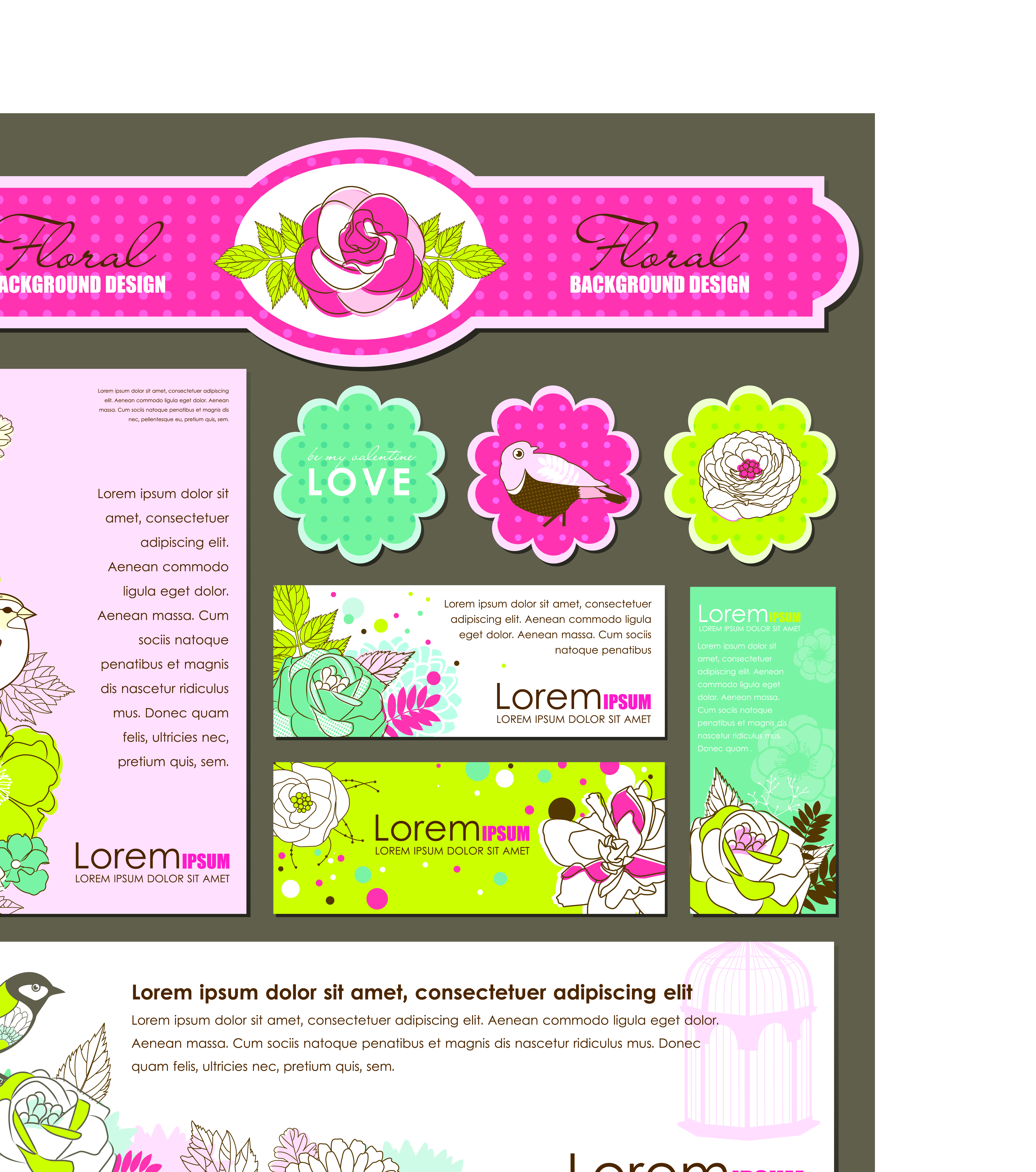 set of corporate identity kit cover with flower vector