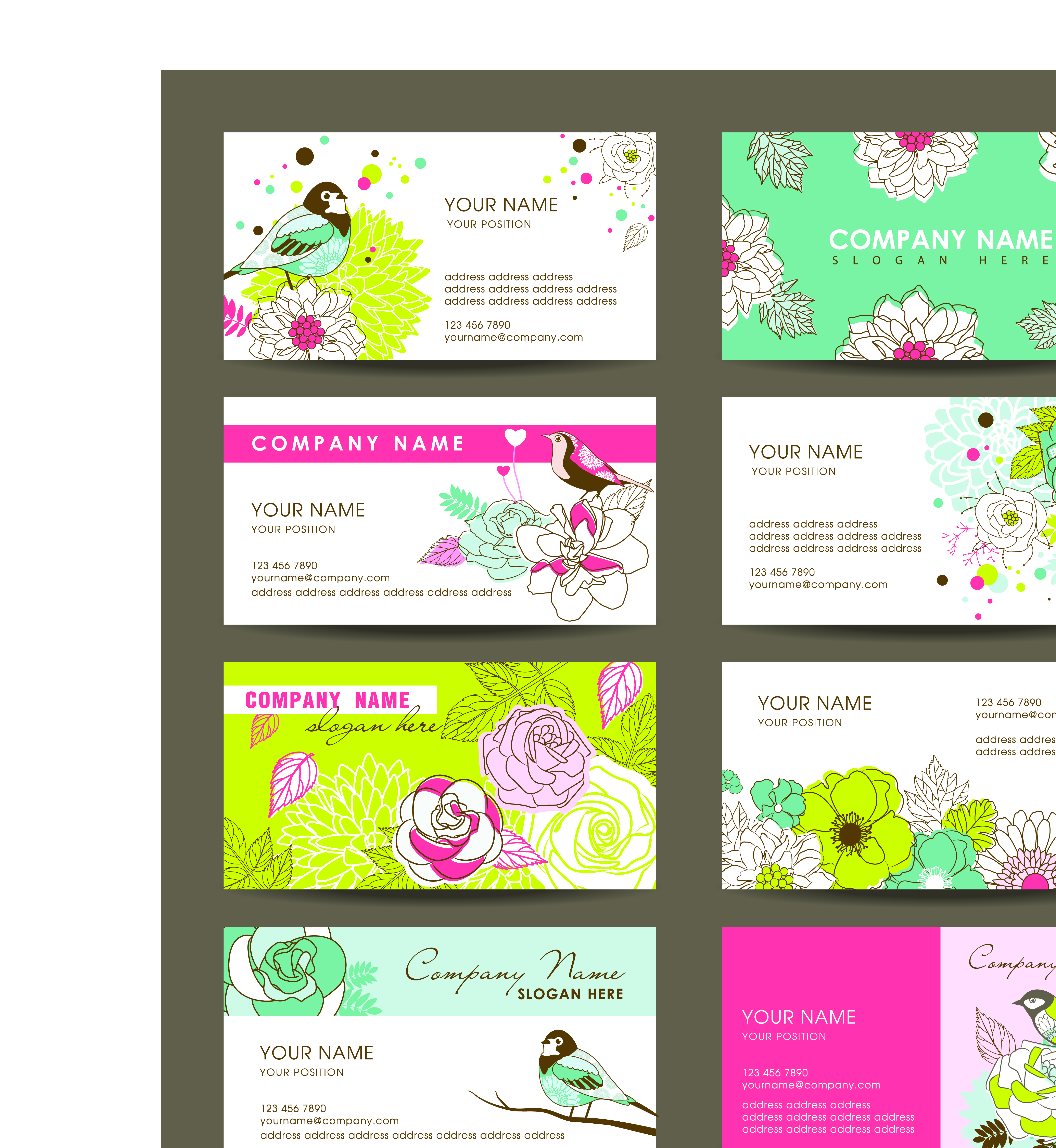 set of corporate identity kit cover with flower vector