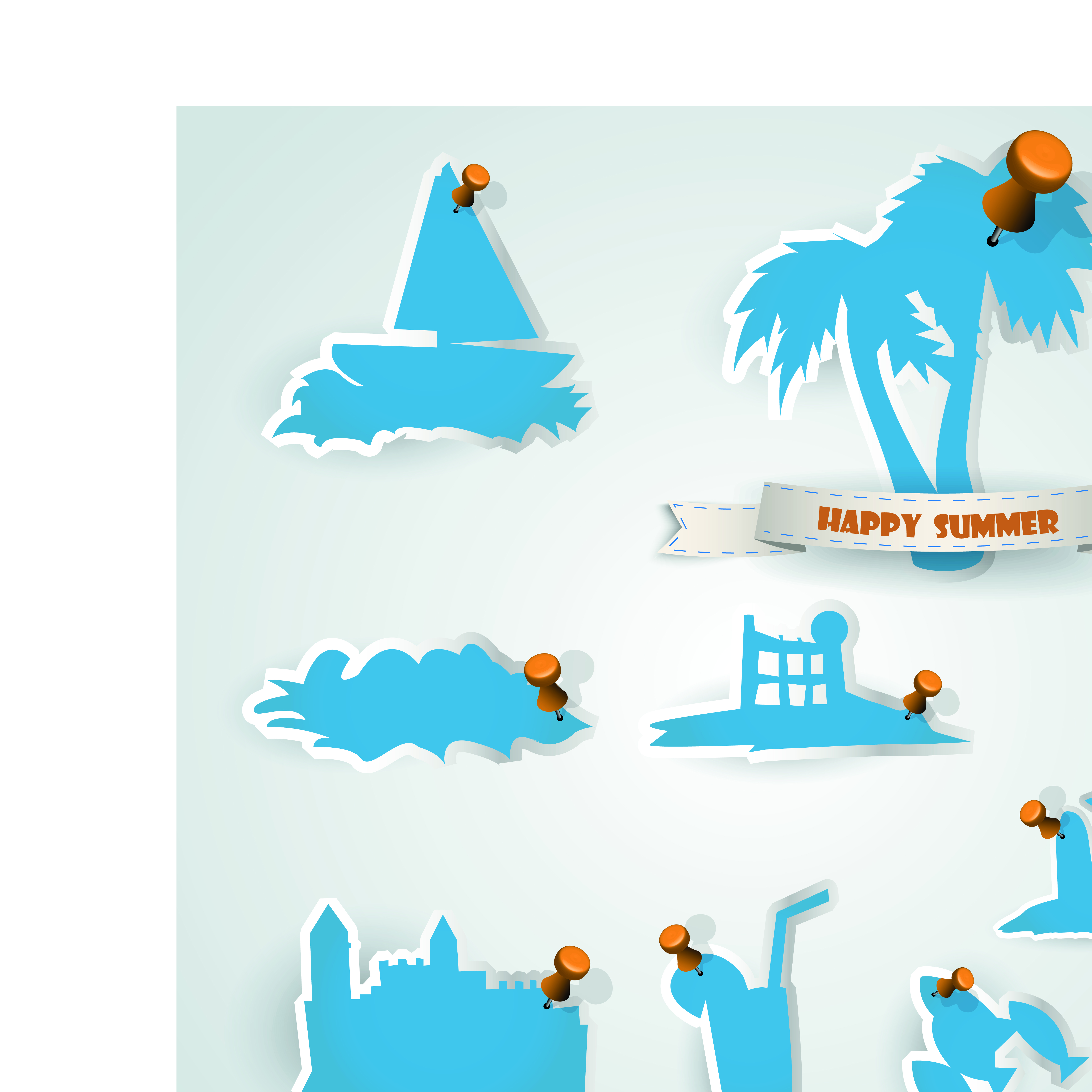 set of blue sticker design vector graphic