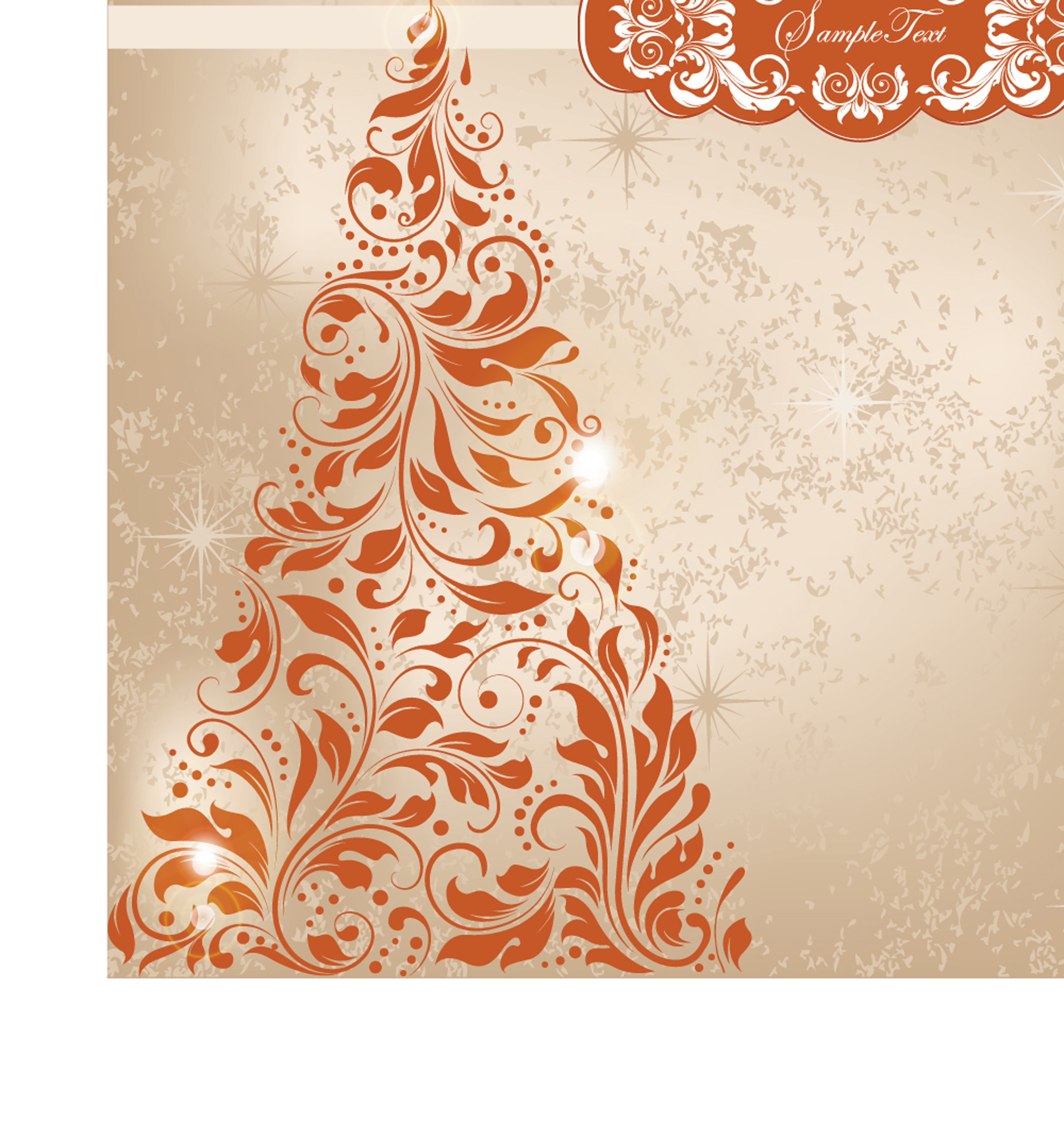 set of floral christmas card vector