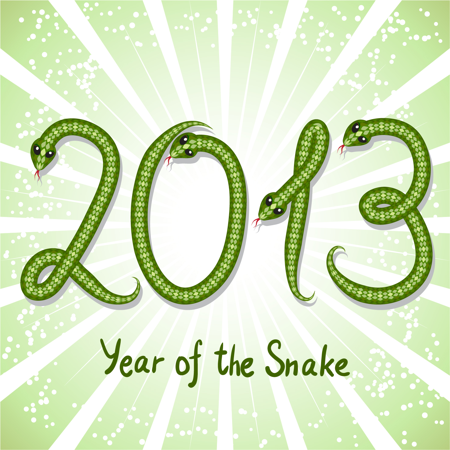 shiny green13 snake year design elements