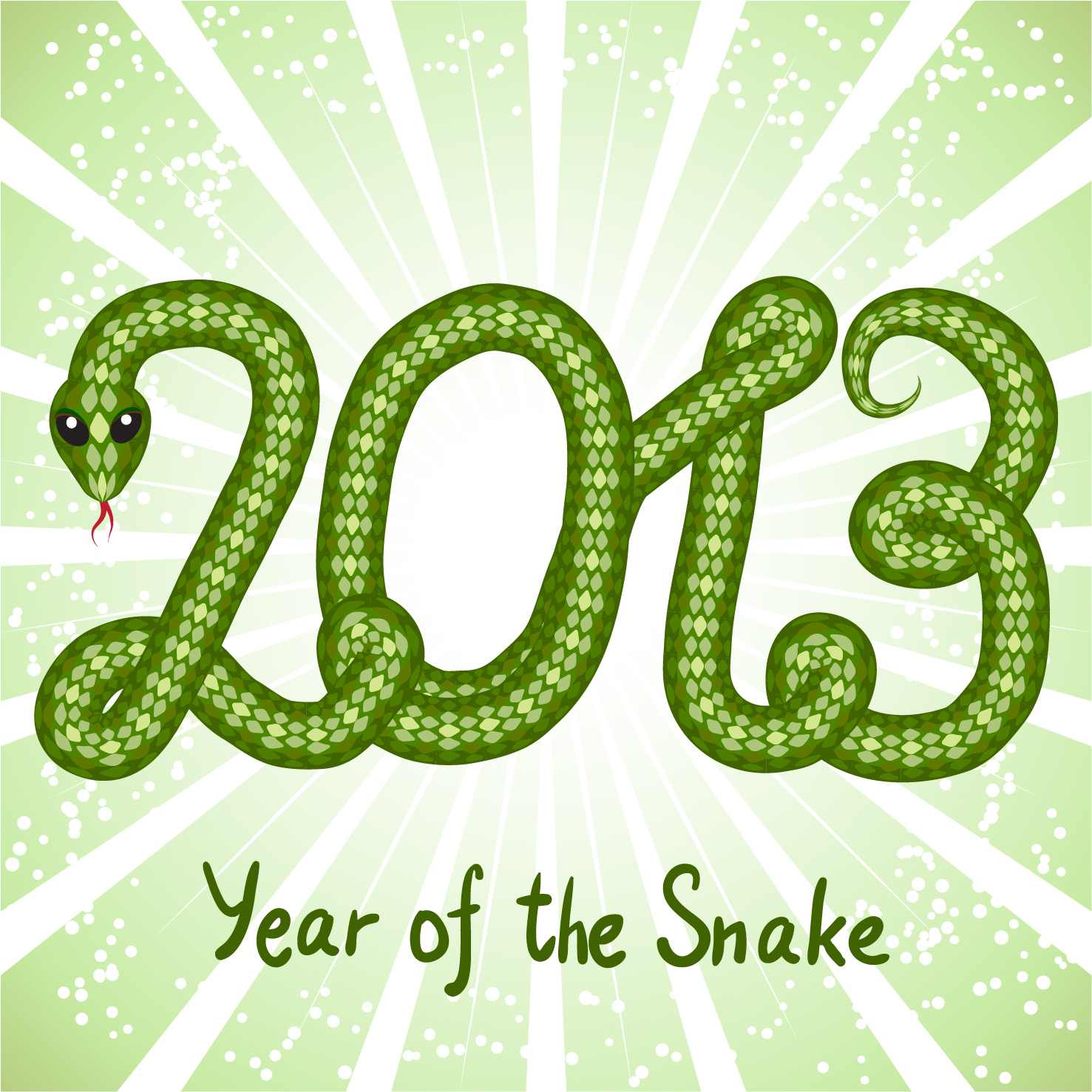 shiny green13 snake year design elements