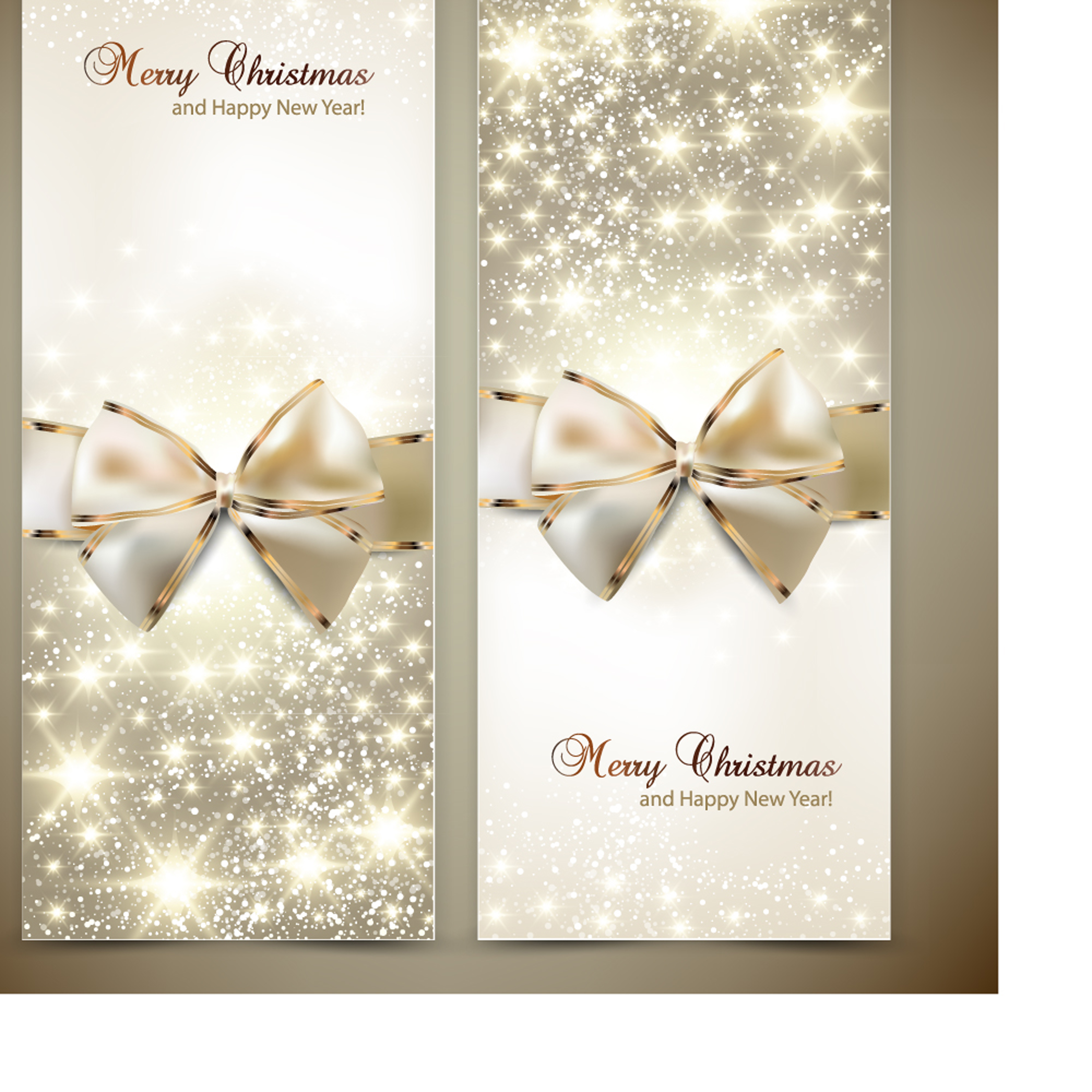 ornate christmas cards with bow vector