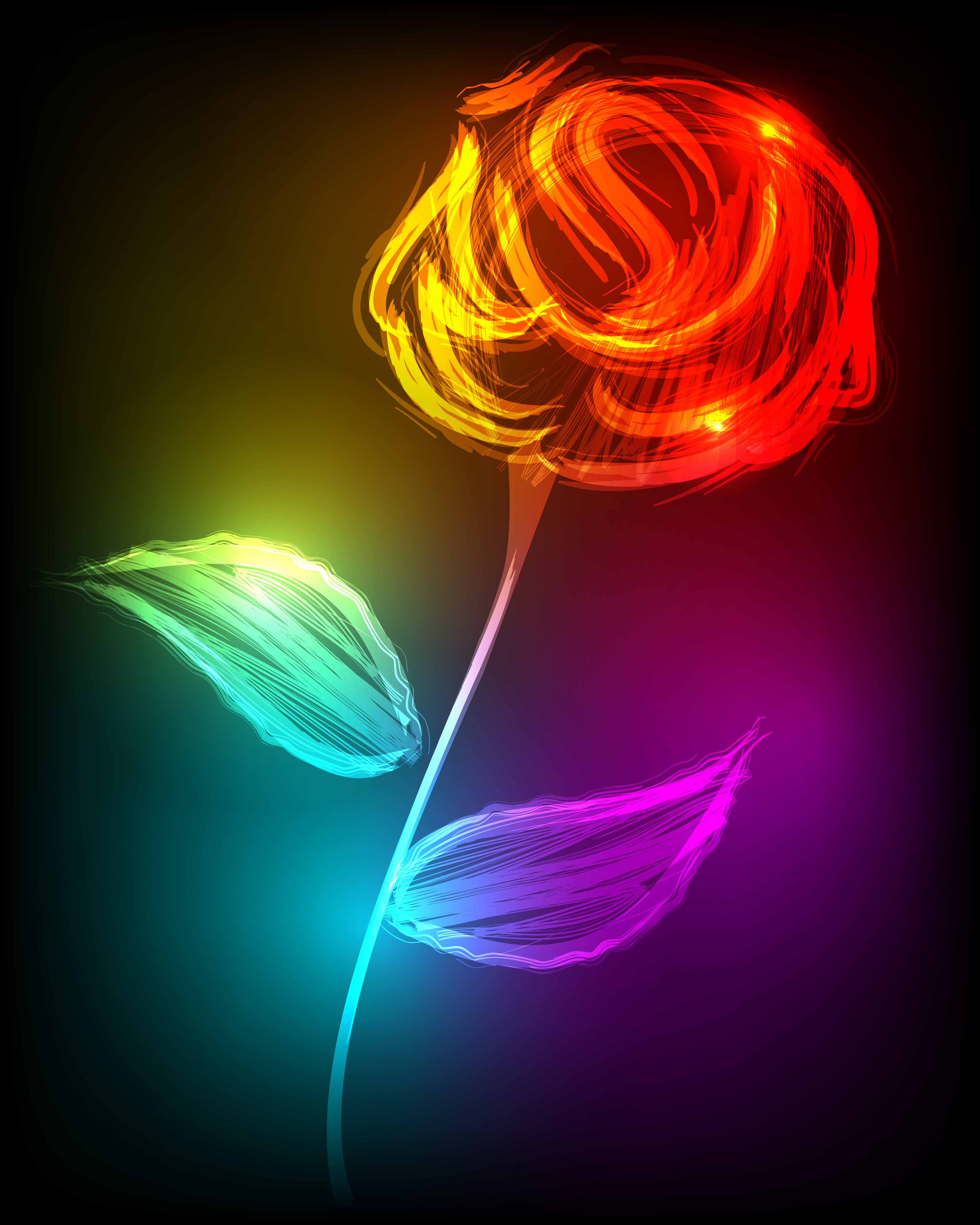 set of neon with flowers vector graphic