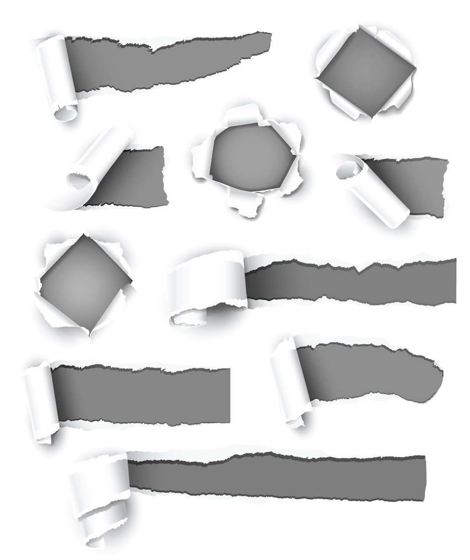 set of torn paper banner vector