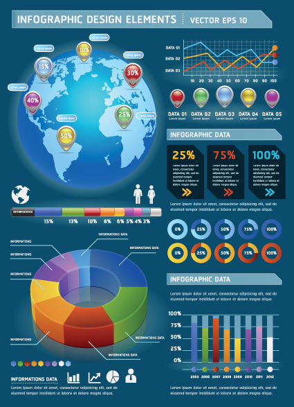 set of year infographic and diagram vector