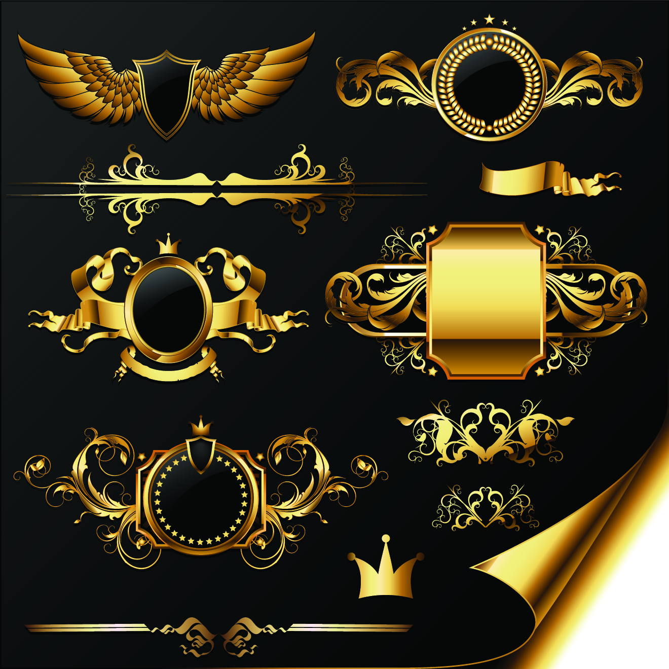 luxurious golden heraldic with ornaments vector