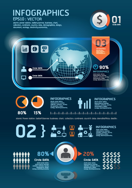 set of year infographic and diagram vector