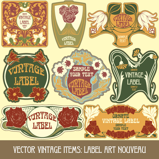 vintage style label with flowers vector graphic