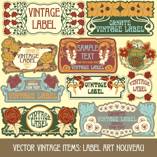 vintage style label with flowers vector graphic