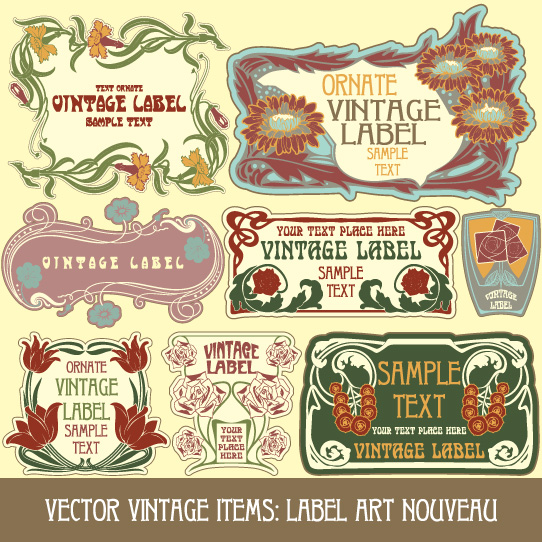 vintage style label with flowers vector graphic