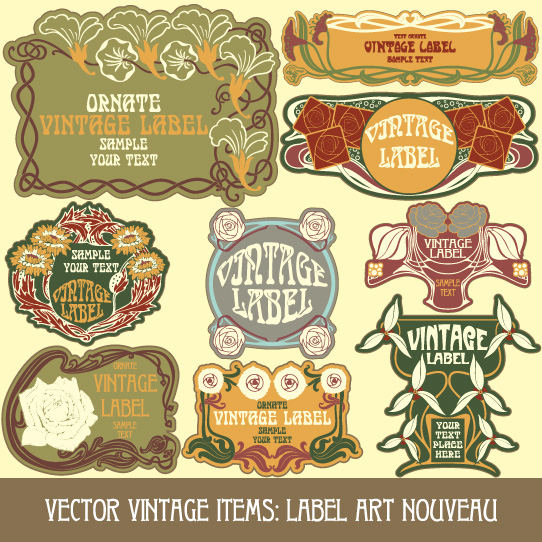 vintage style label with flowers vector graphic