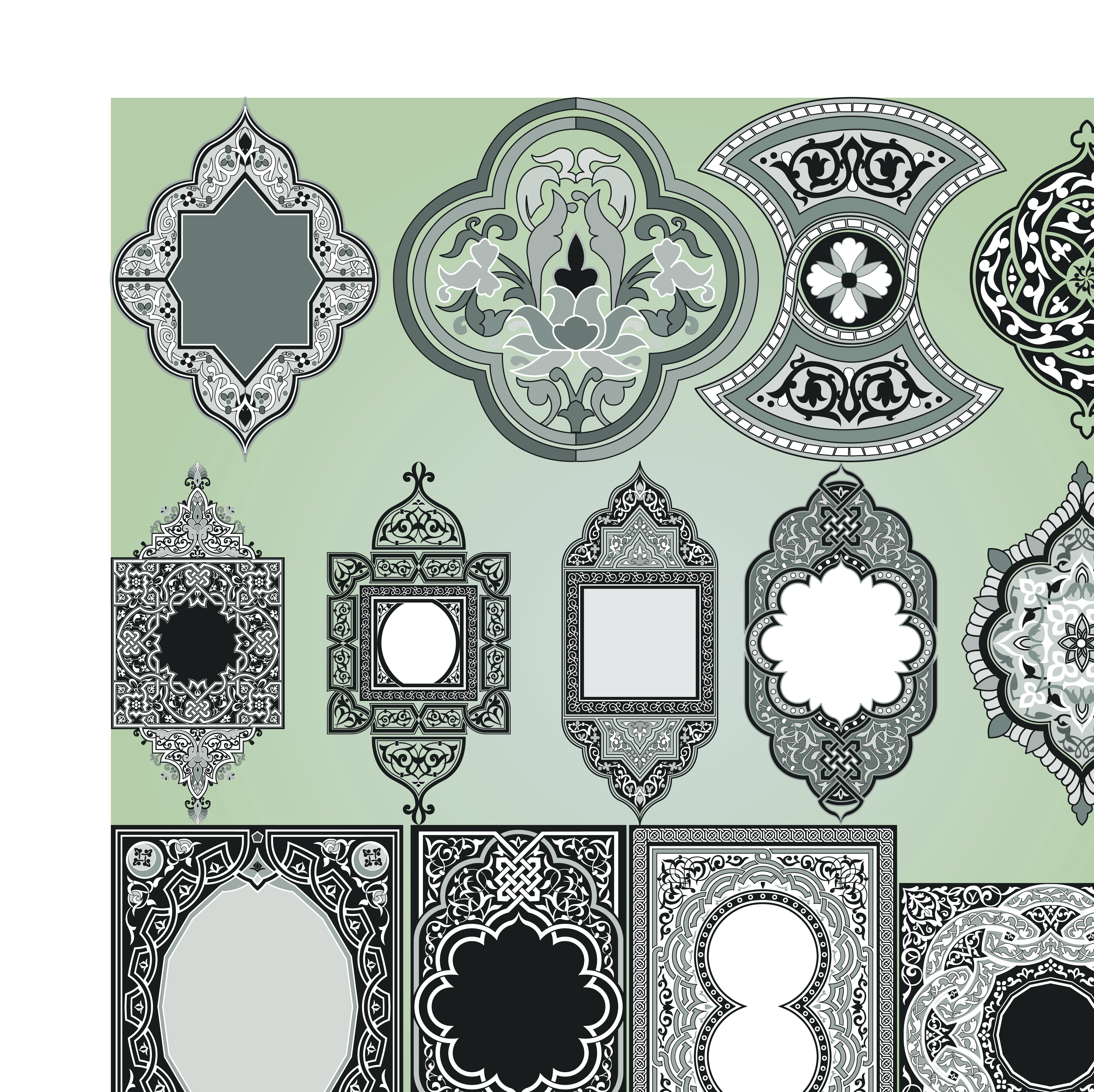 vintage calligraphic border frame and ornament vector set