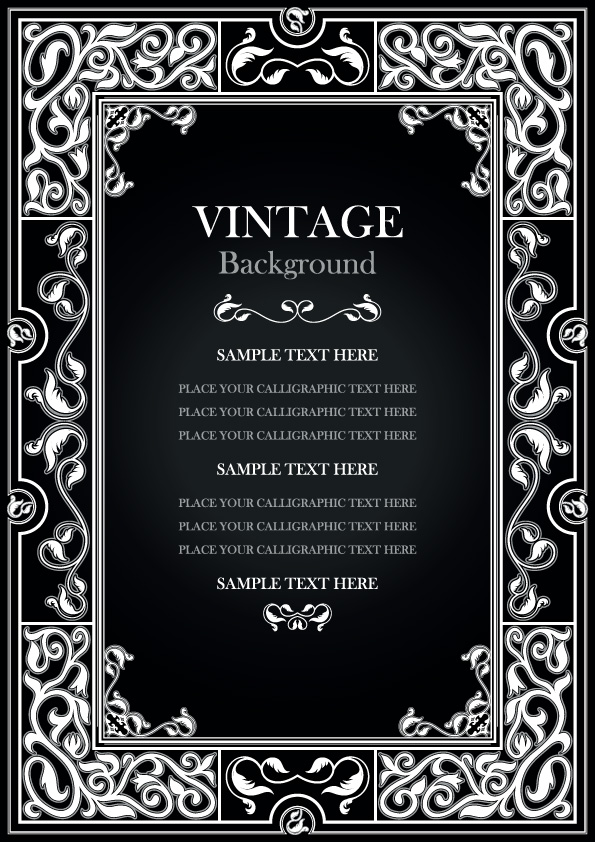 set of vintage frame background vector