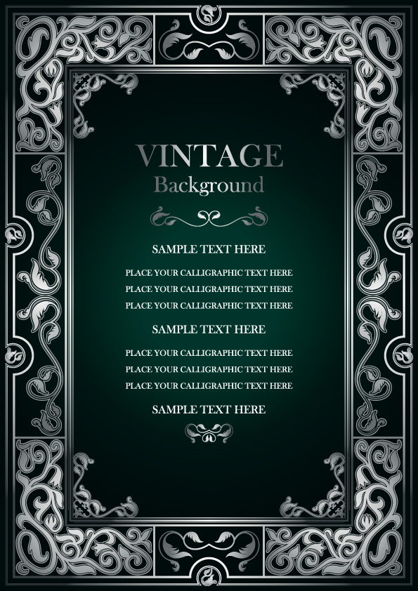 set of vintage frame background vector