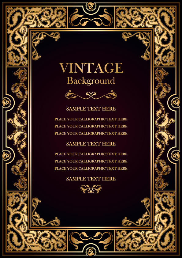 set of vintage frame background vector