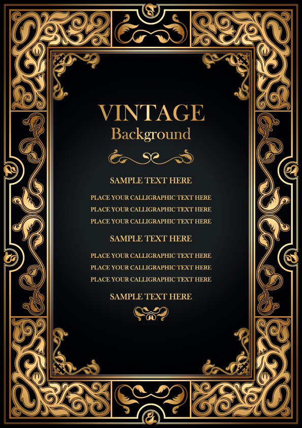 set of vintage frame background vector