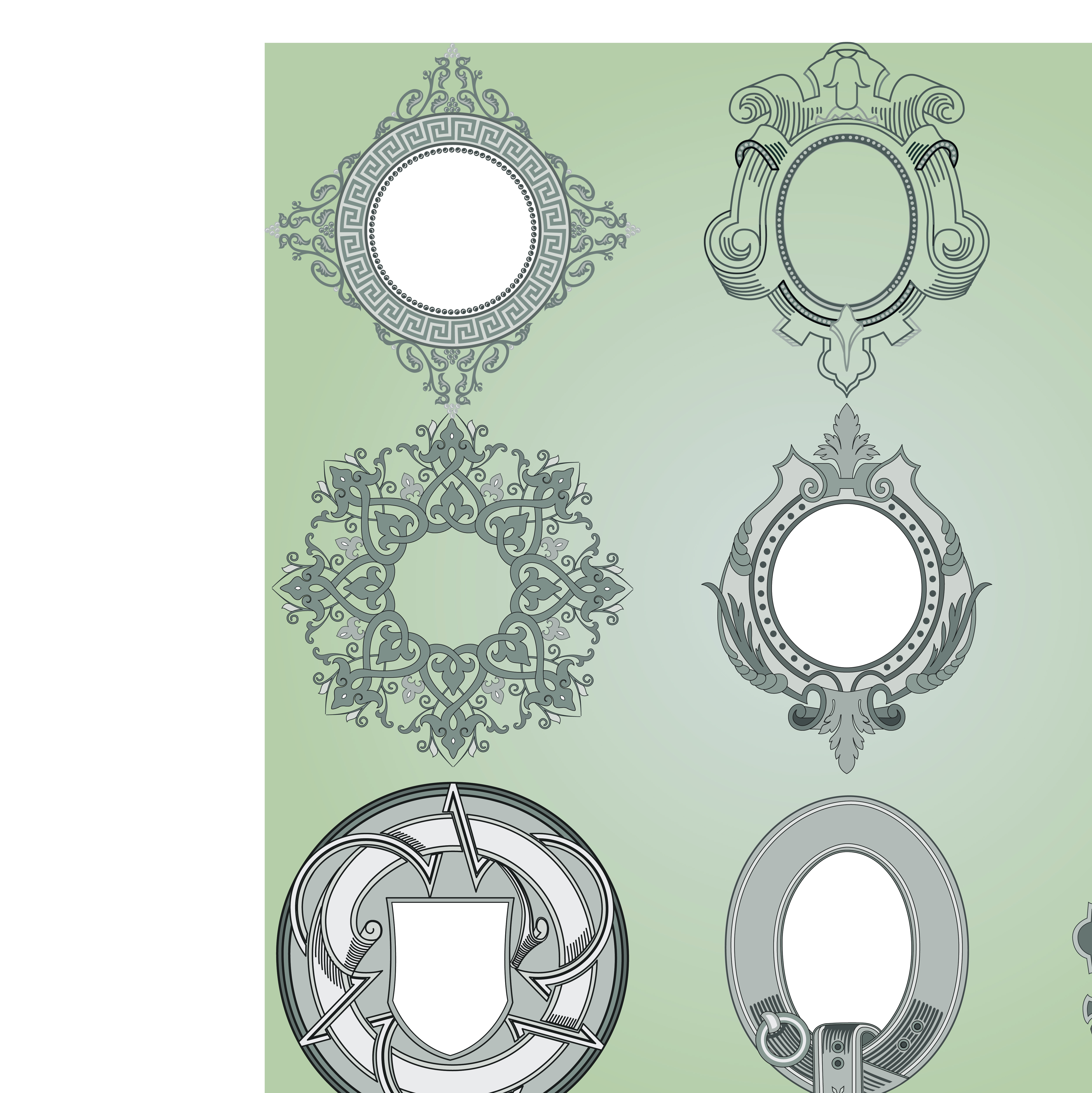 vintage calligraphic border frame and ornament vector set