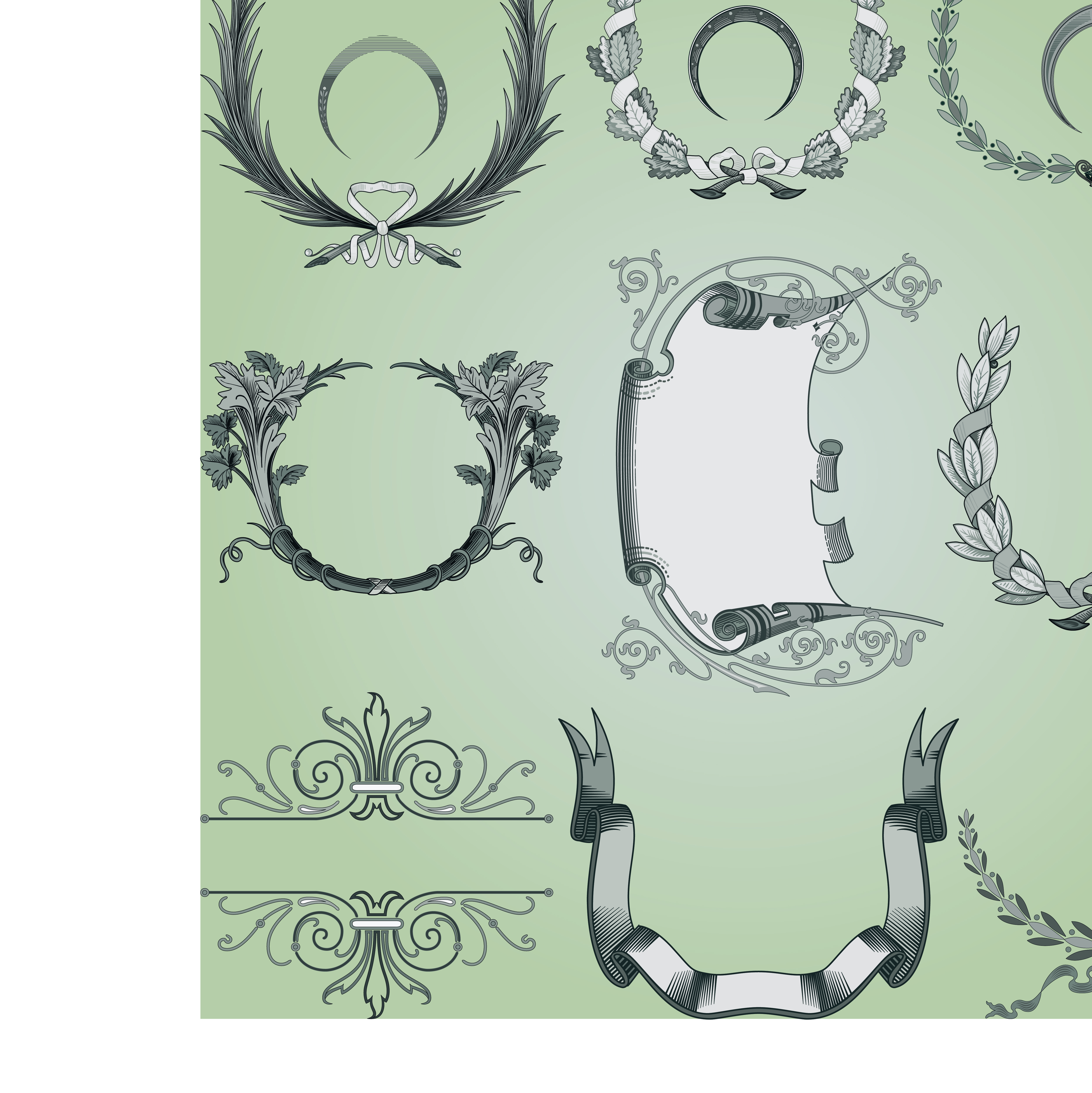 vintage calligraphic border frame and ornament vector set