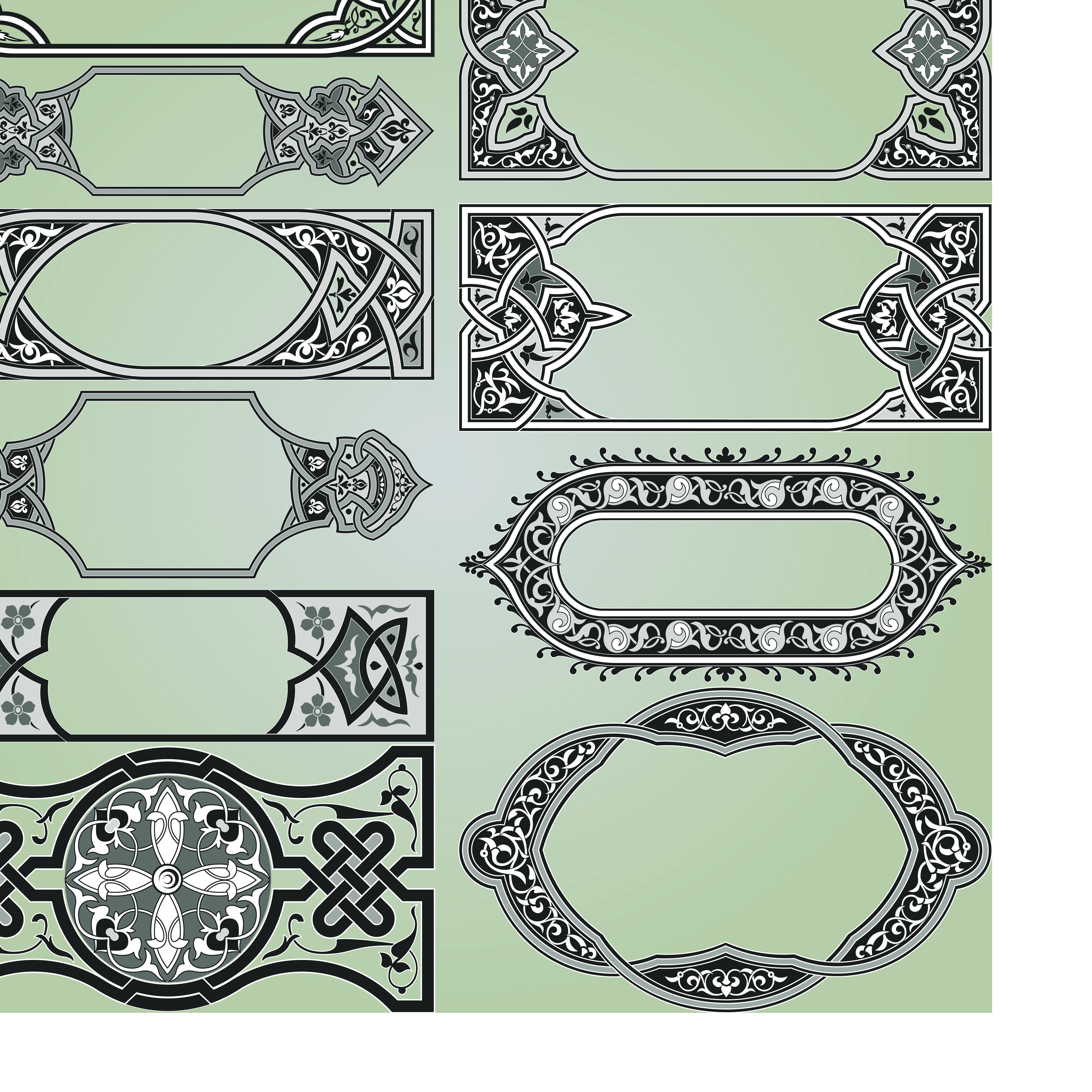 vintage calligraphic border frame and ornament vector set