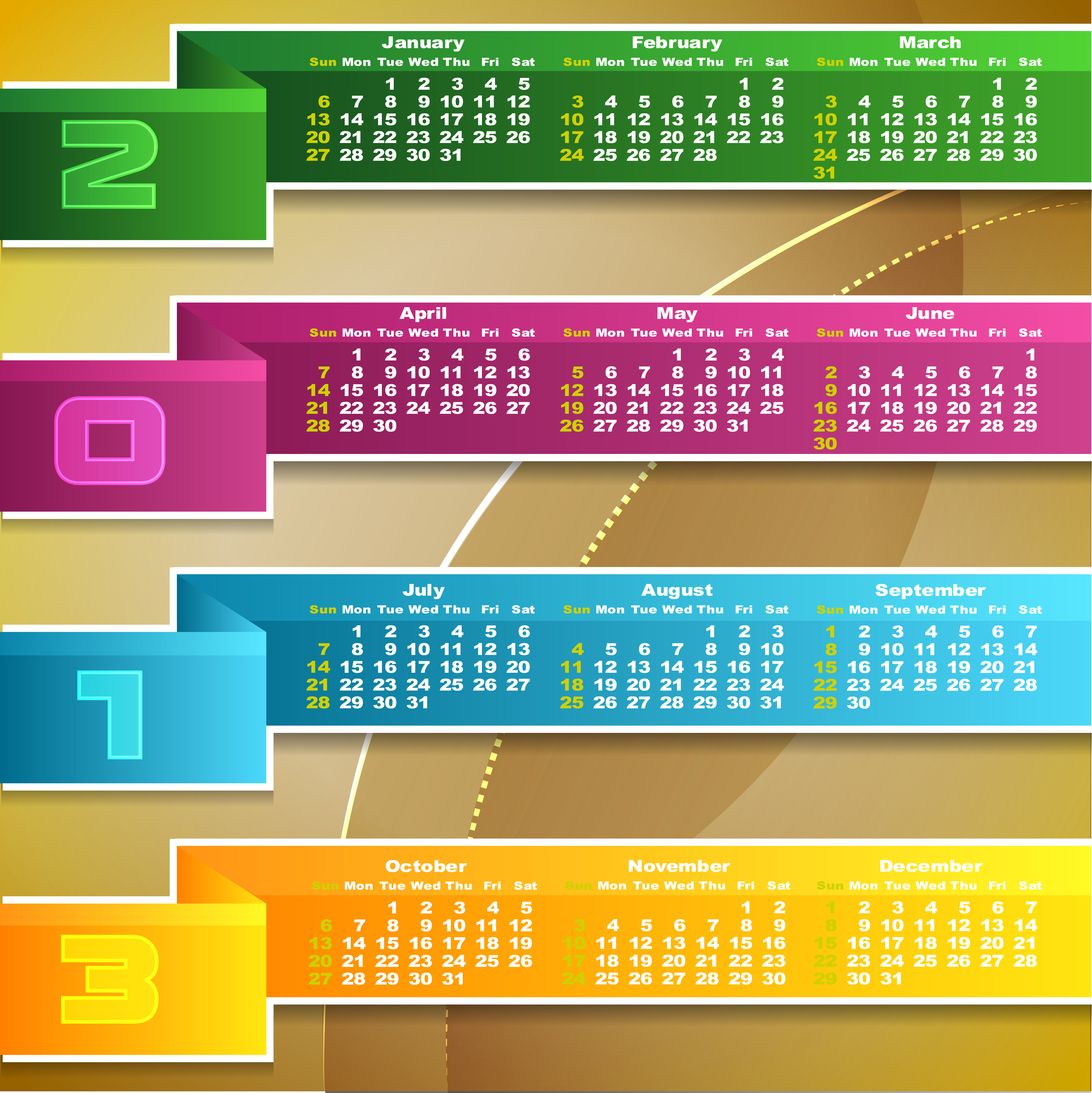 special of13 calendar vector graphics