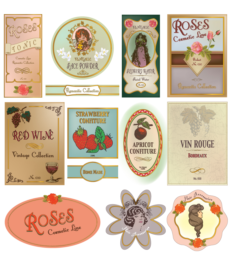 vector set of creative vintage labels