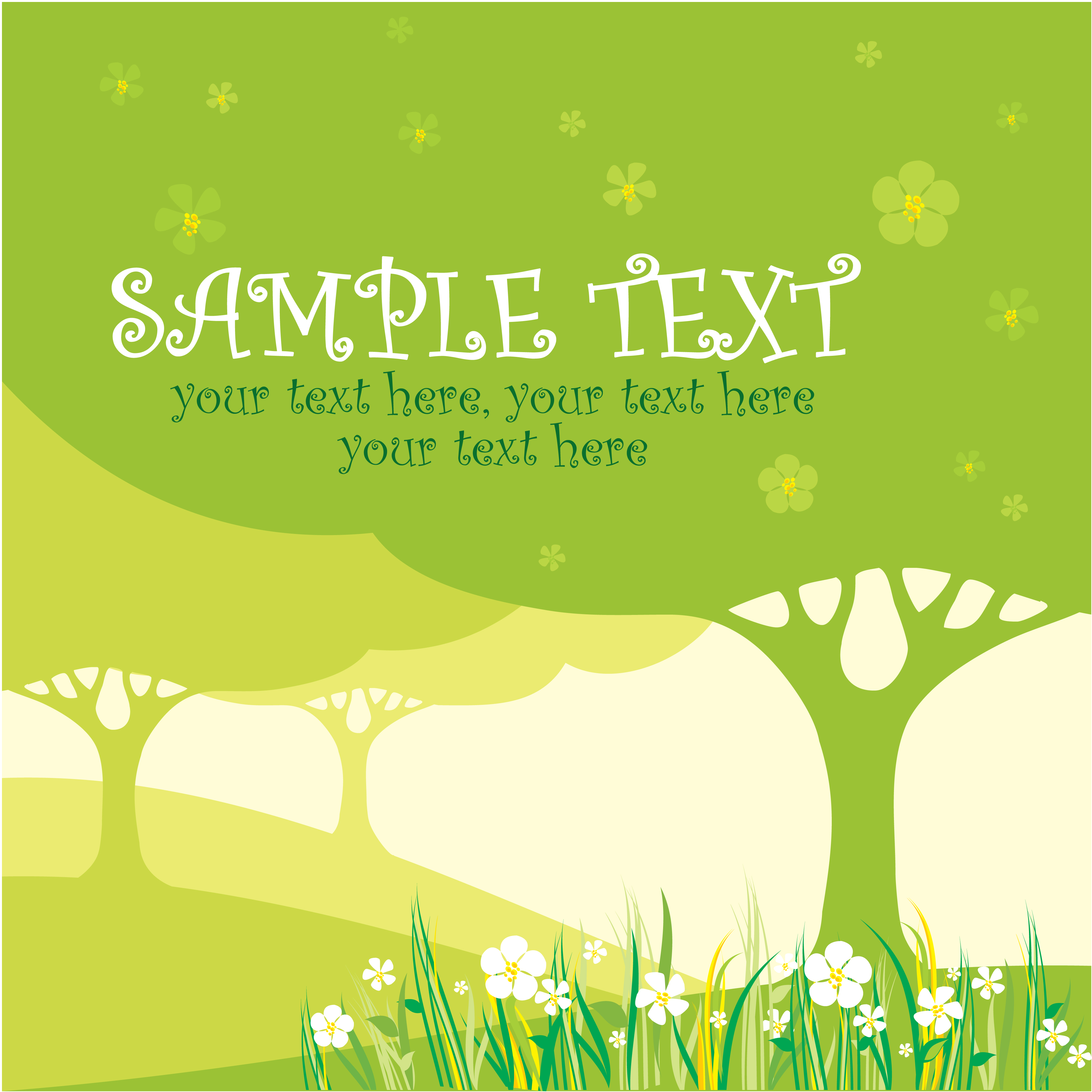 set of card with trees background vector